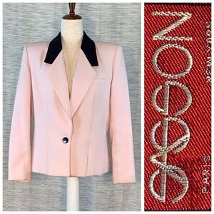 Sasson pink with black collar blazer.